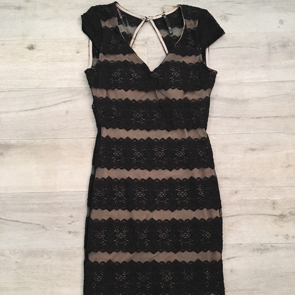 Black & Beige Lace Dress